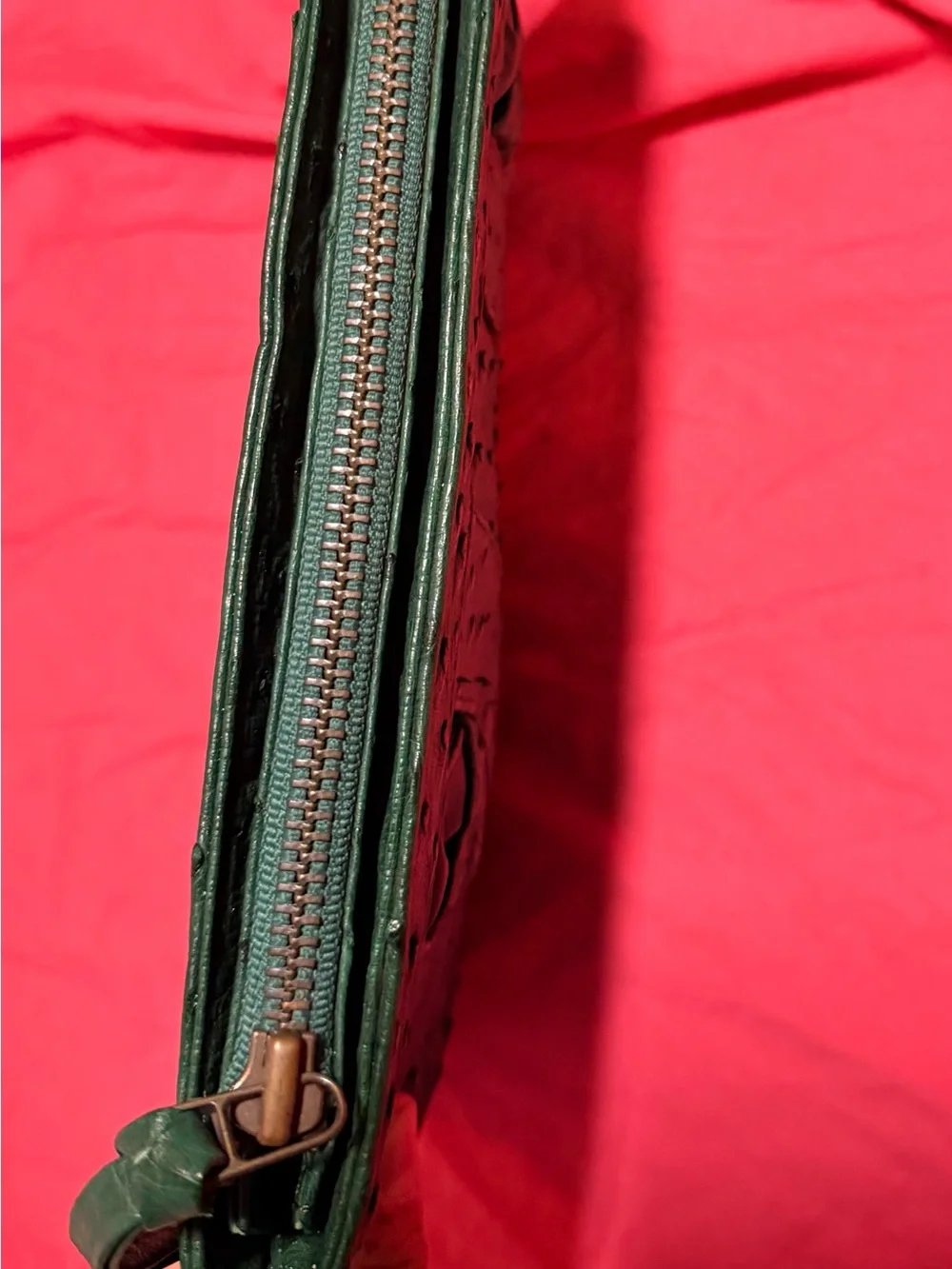 Rare Vintage Genuine Ostrich Leather Clutch Bag Emerald Green Exotic Skin